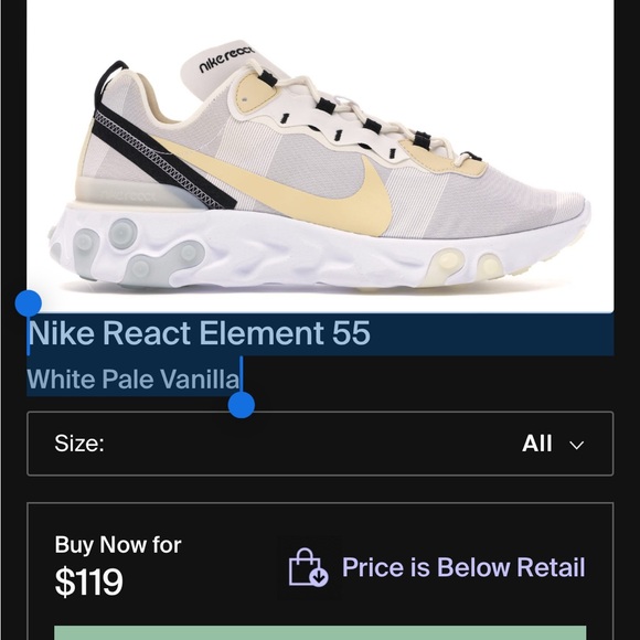 Nike React Element 55
White Pale Vanilla Size 11 gently warn - Picture 2 of 2